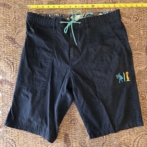 Black Shorts with Embroidered Design